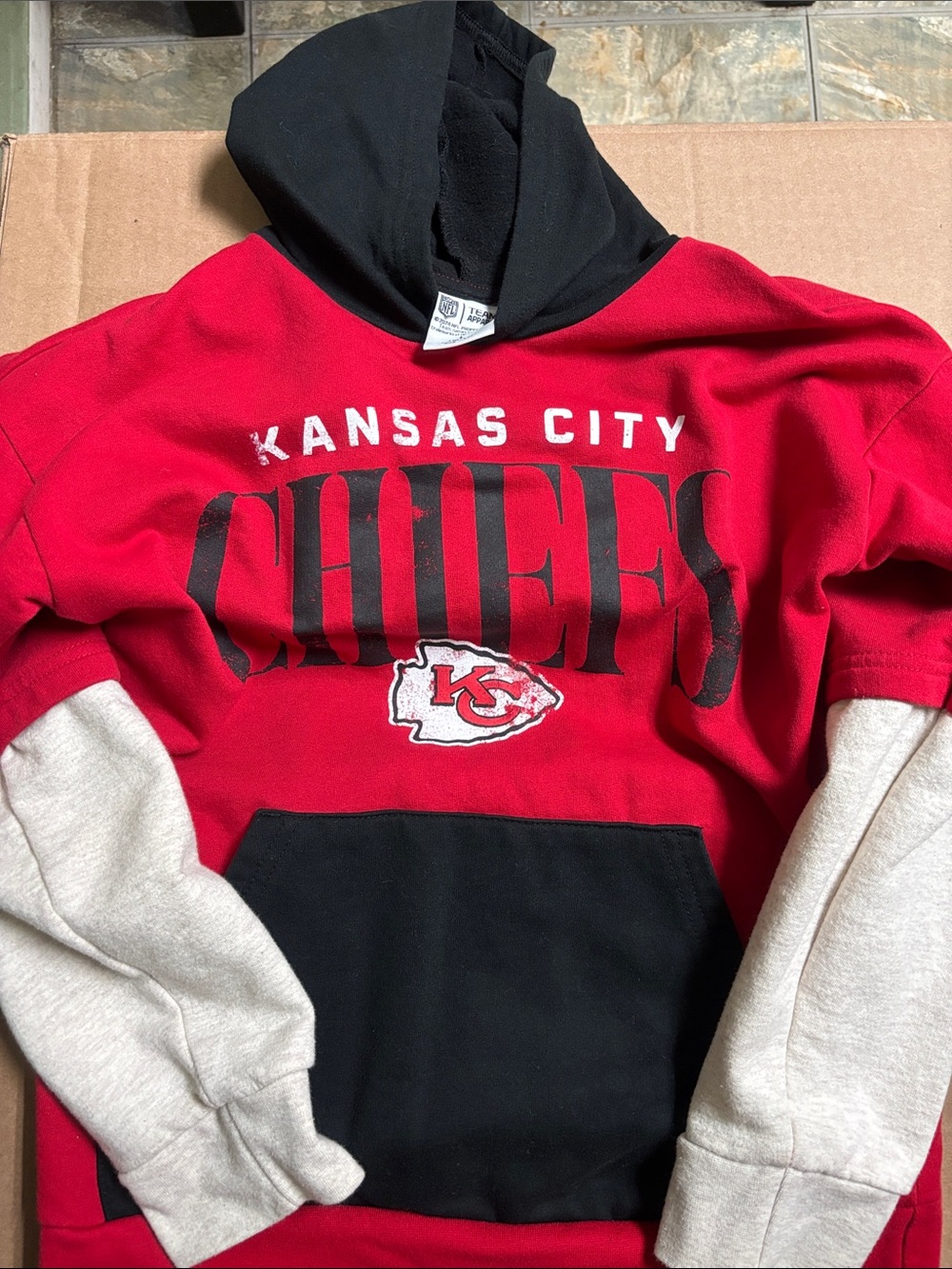 NFL Red and Black Pullover Hoodie with Team Apparel Tag